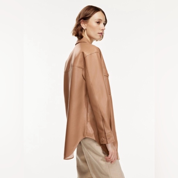 Aritzia Wilfred The Ganna Button Down Shirt - Blush Pink Faux Leather - XXS/2XS - Picture 12 of 16